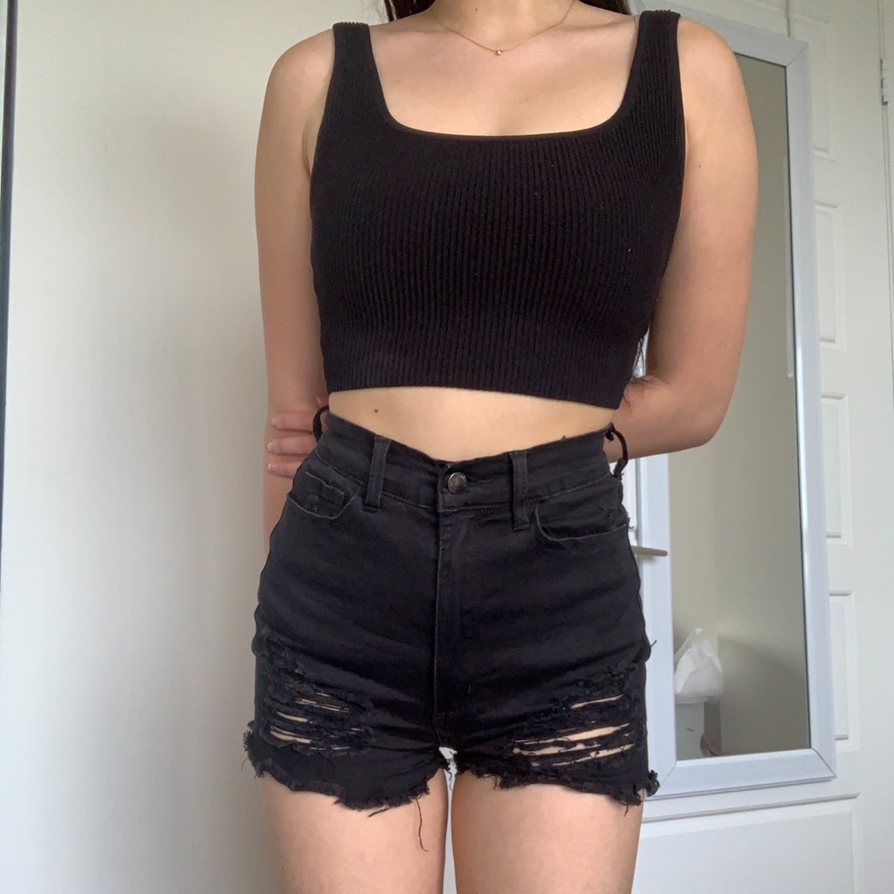 Fashion Nova Distressed High Waisted Denim Shorts